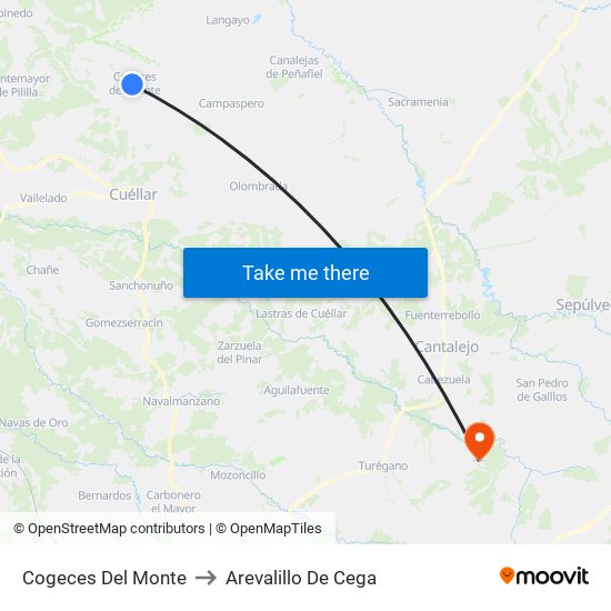 Cogeces Del Monte to Arevalillo De Cega map