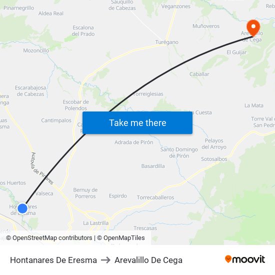 Hontanares De Eresma to Arevalillo De Cega map