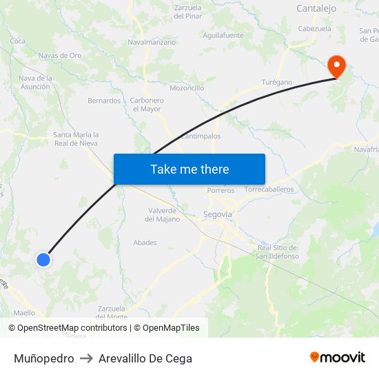 Muñopedro to Arevalillo De Cega map