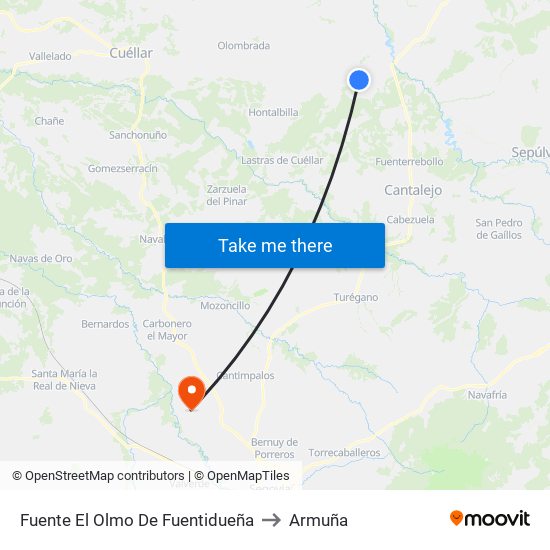 Fuente El Olmo De Fuentidueña to Armuña map