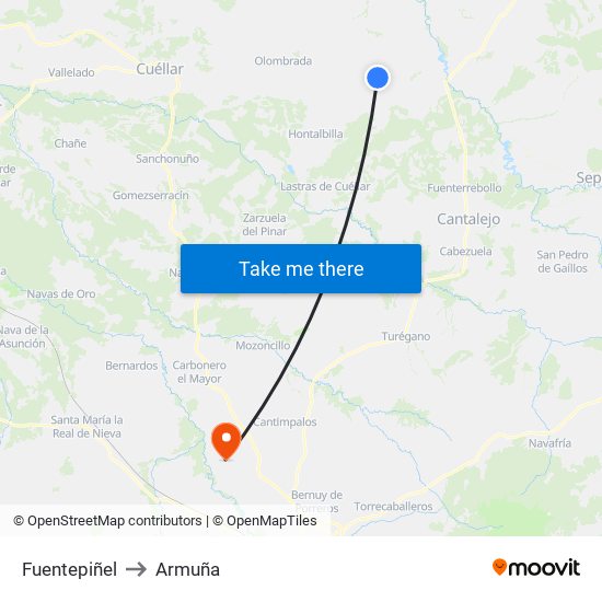 Fuentepiñel to Armuña map
