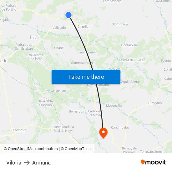 Viloria to Armuña map
