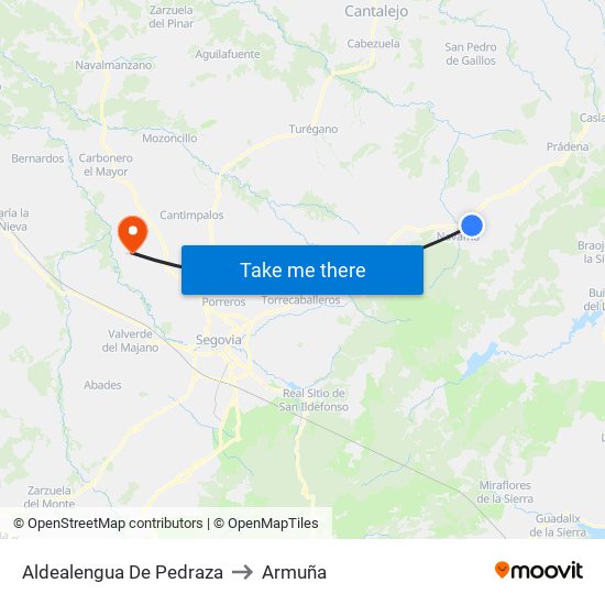 Aldealengua De Pedraza to Armuña map