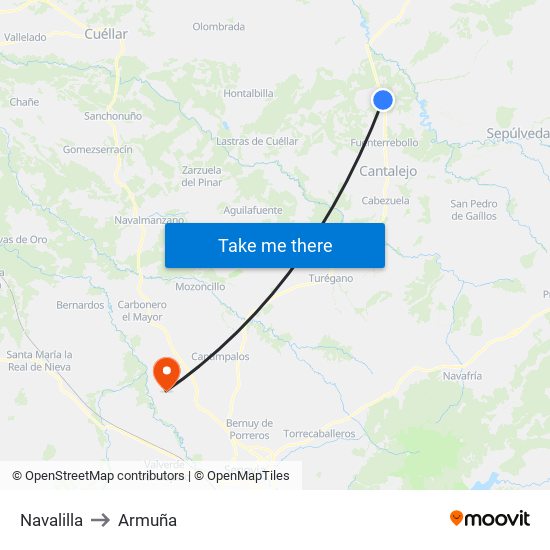 Navalilla to Armuña map