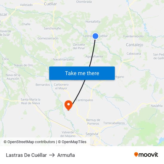 Lastras De Cuéllar to Armuña map