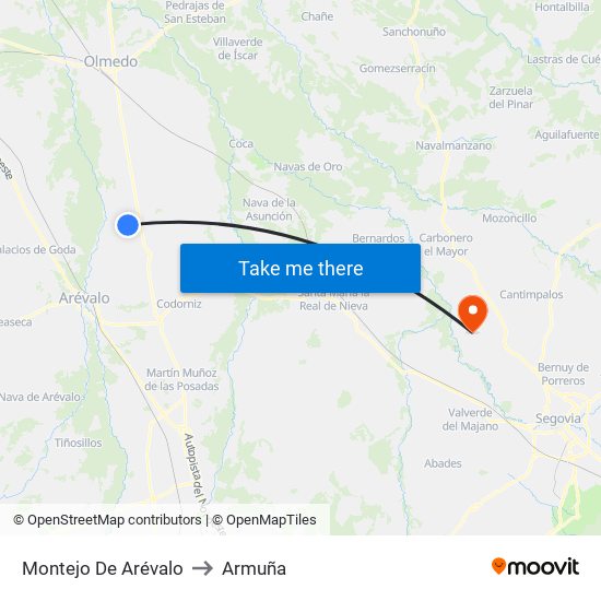 Montejo De Arévalo to Armuña map