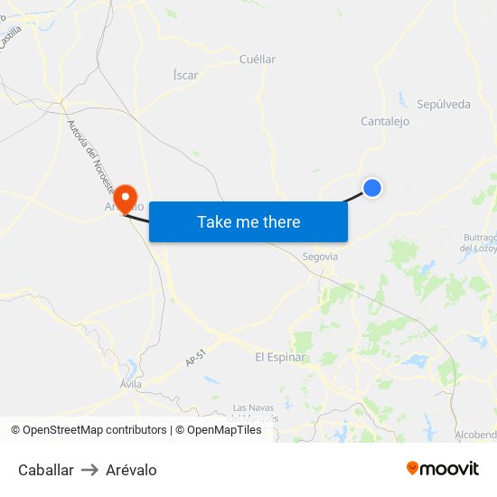 Caballar to Arévalo map