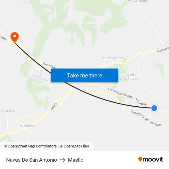 Navas De San Antonio to Maello map