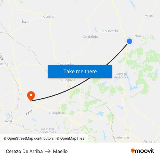 Cerezo De Arriba to Maello map