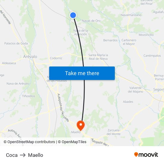Coca to Maello map