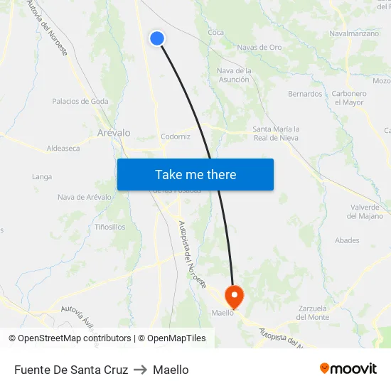 Fuente De Santa Cruz to Maello map