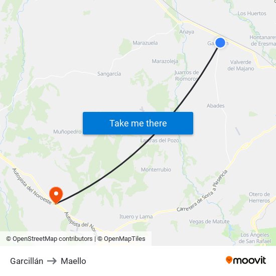 Garcillán to Maello map