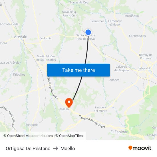 Ortigosa De Pestaño to Maello map