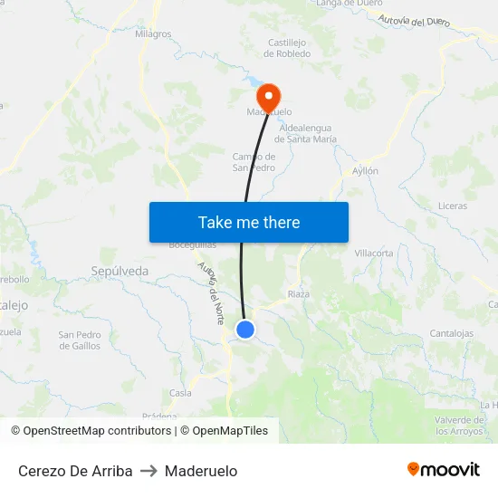 Cerezo De Arriba to Maderuelo map