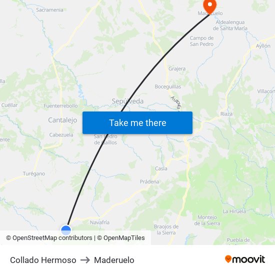 Collado Hermoso to Maderuelo map
