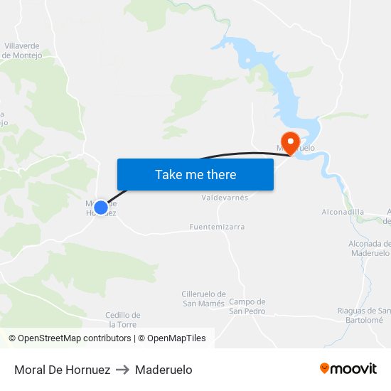 Moral De Hornuez to Maderuelo map