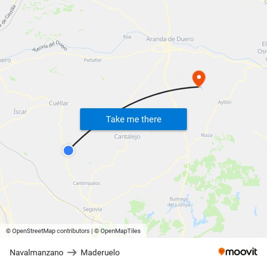 Navalmanzano to Maderuelo map