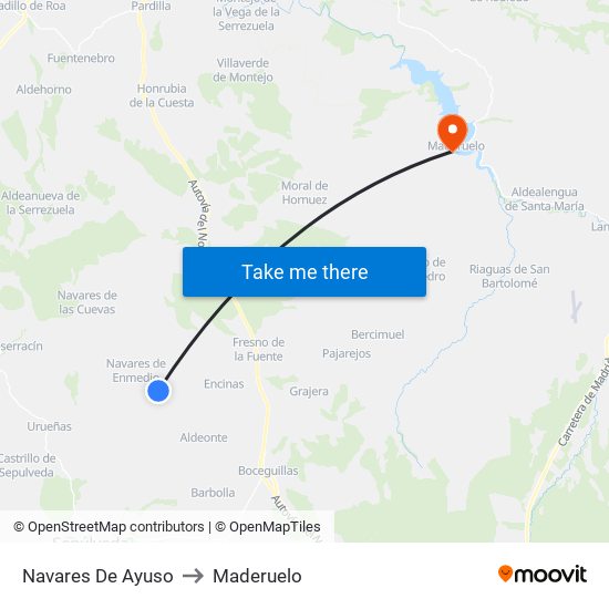 Navares De Ayuso to Maderuelo map