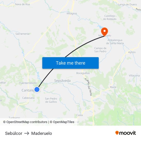 Sebúlcor to Maderuelo map