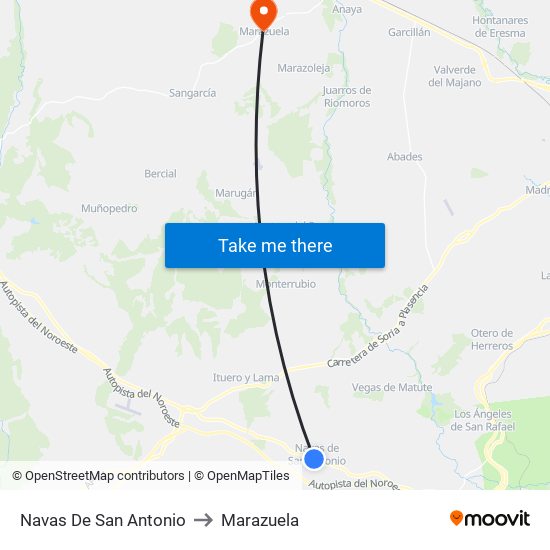 Navas De San Antonio to Marazuela map