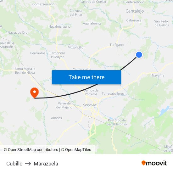 Cubillo to Marazuela map