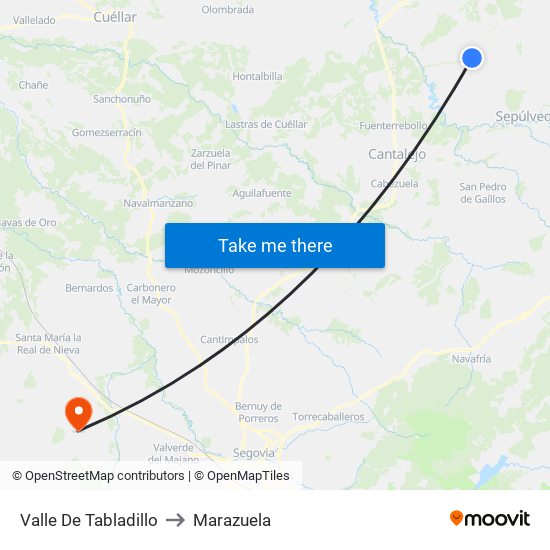 Valle De Tabladillo to Marazuela map