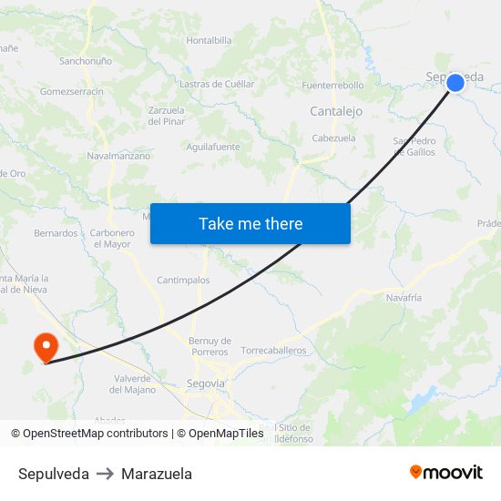 Sepulveda to Marazuela map