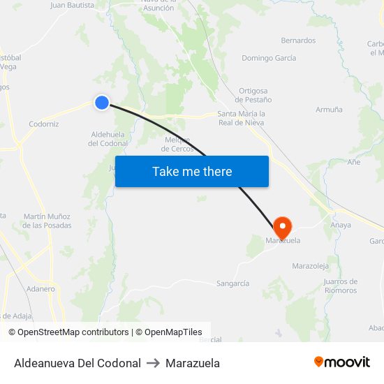 Aldeanueva Del Codonal to Marazuela map
