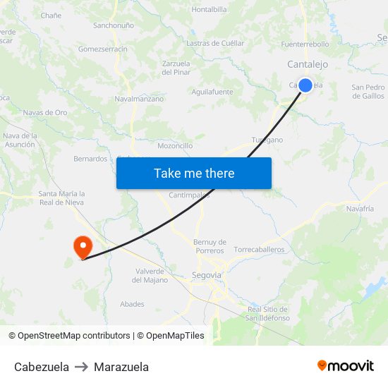 Cabezuela to Marazuela map