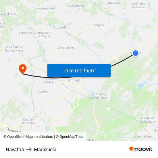 Navafría to Marazuela map