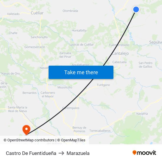 Castro De Fuentidueña to Marazuela map