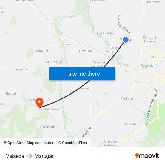 Valseca to Marugán map