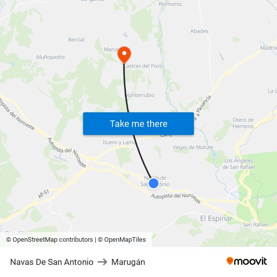 Navas De San Antonio to Marugán map