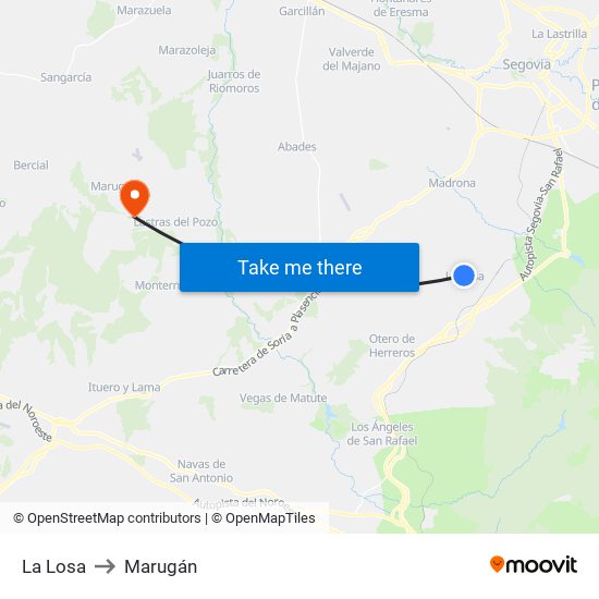 La Losa to Marugán map