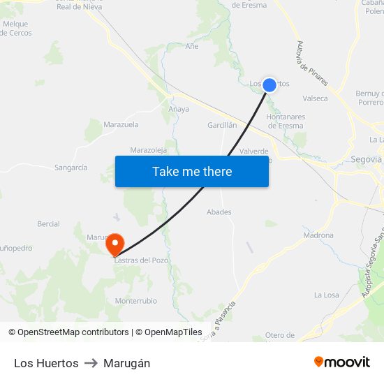 Los Huertos to Marugán map