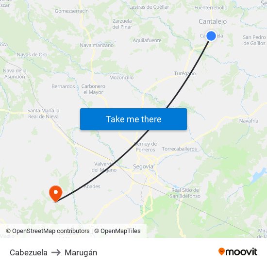 Cabezuela to Marugán map