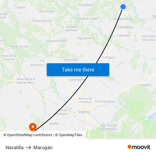 Navalilla to Marugán map