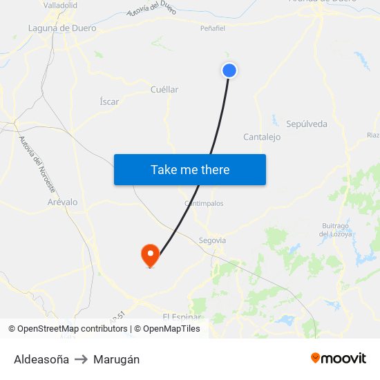 Aldeasoña to Marugán map