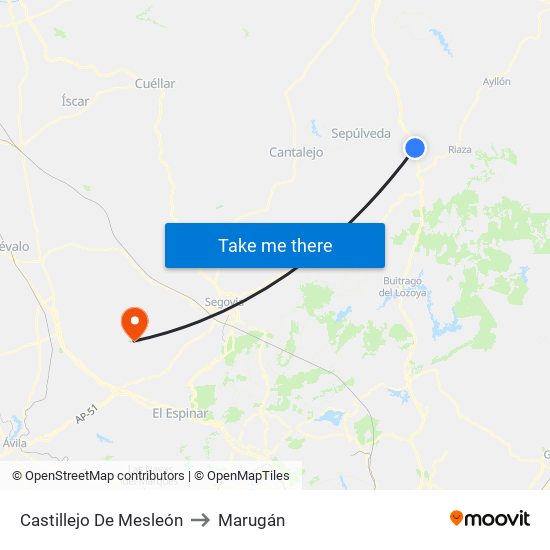 Castillejo De Mesleón to Marugán map