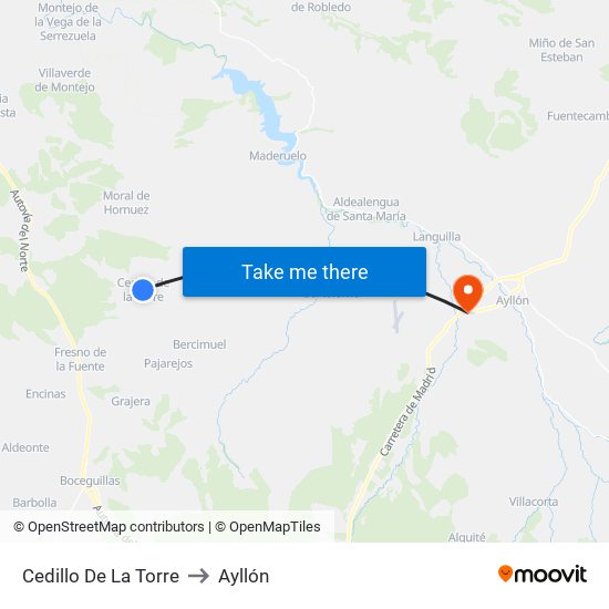 Cedillo De La Torre to Ayllón map