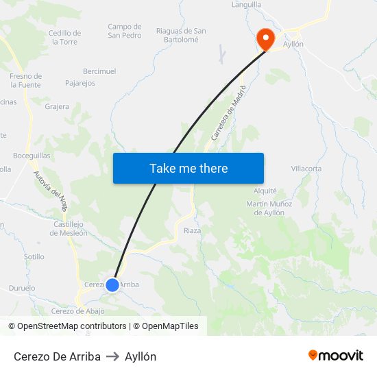 Cerezo De Arriba to Ayllón map