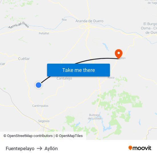 Fuentepelayo to Ayllón map