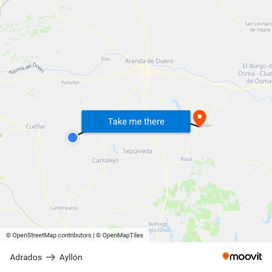 Adrados to Ayllón map