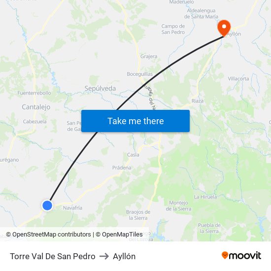Torre Val De San Pedro to Ayllón map