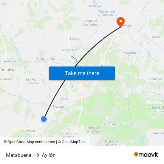 Matabuena to Ayllón map