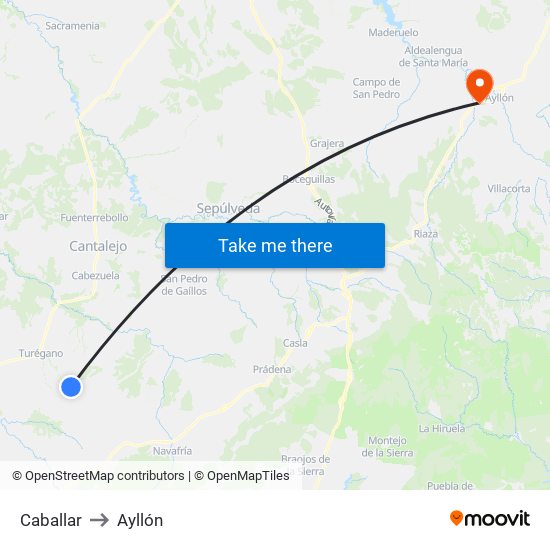 Caballar to Ayllón map