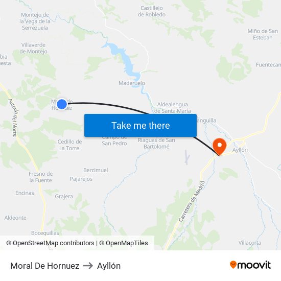 Moral De Hornuez to Ayllón map