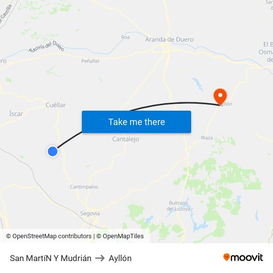 San Martí­N Y Mudrián to Ayllón map