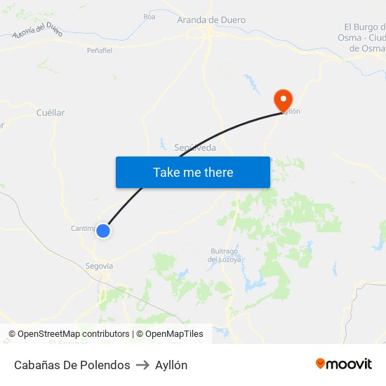 Cabañas De Polendos to Ayllón map