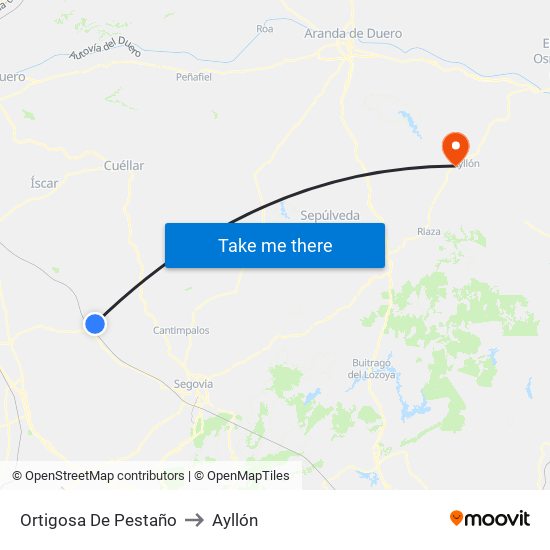 Ortigosa De Pestaño to Ayllón map